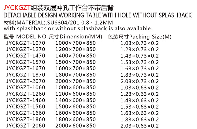 JYCKGZT組裝雙層沖孔工作臺(tái)不帶后背a